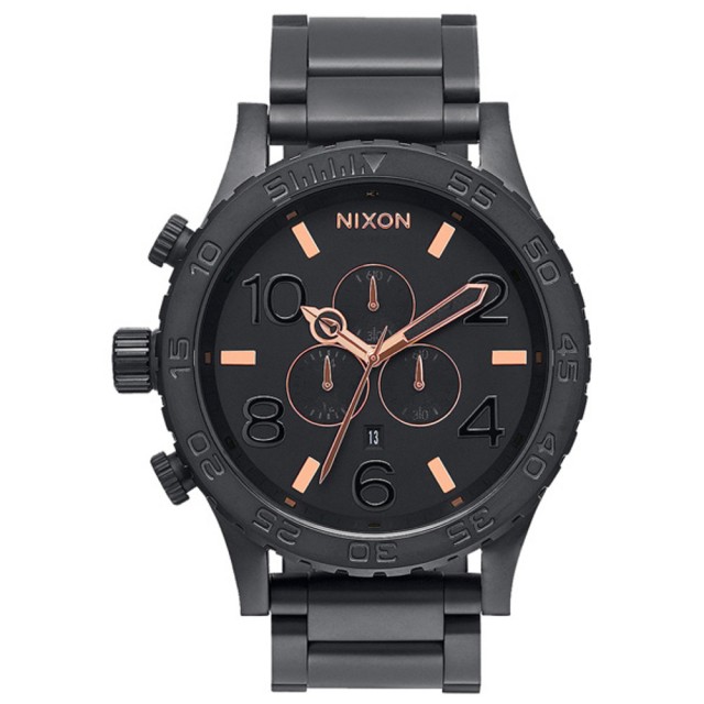 【NIXON】The 51-30 CHRONO 潛龍諜影運動腕錶-玫瑰金線x霧面黑(A083957)