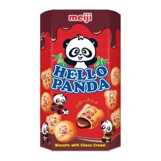 【Meiji 明治】HELLO PANDA 貓熊夾心餅乾-巧克力口味50g(巧克力)