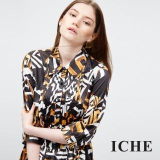【ICHE 衣哲】幾何印花打摺上衣