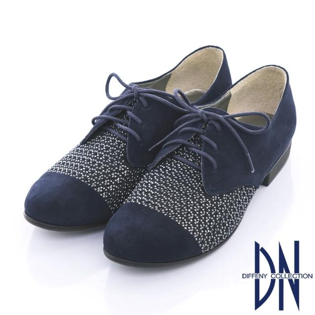 【DN】摩登時尚 羊皮雷射沖孔貼鑽綁帶牛津鞋(藍)最新