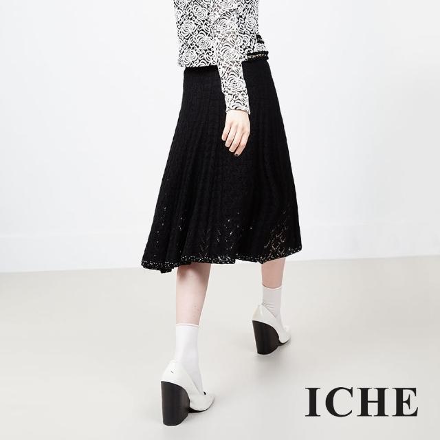 【ICHE 衣哲】蕾絲鏤空羊毛雕花裙最新