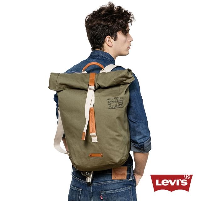 【Levis】男款經典雙馬車標誌印花橄欖綠後背包評測