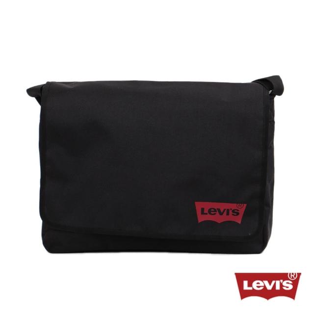 【Levis】經典簡約黑素面郵差包