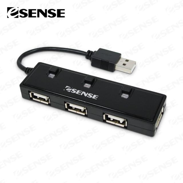 【Esense】USB 2.0 獨立開關 4埠 HUB集線器(黑/白)福利品出清