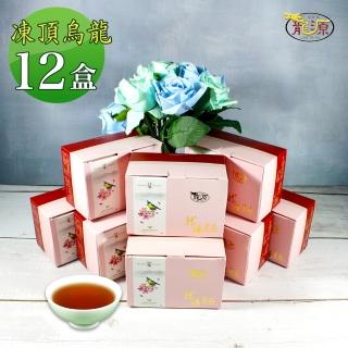 【龍源茶品】台灣藍鵲凍頂烏龍茶葉100gx12盒(共1200g;附提袋;春茶;熟茶;重火;中發酵)