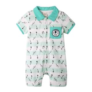 【baby童衣】任選 嬰兒連身衣  短袖前排開扣爬服 音樂家款 60144(淡綠)