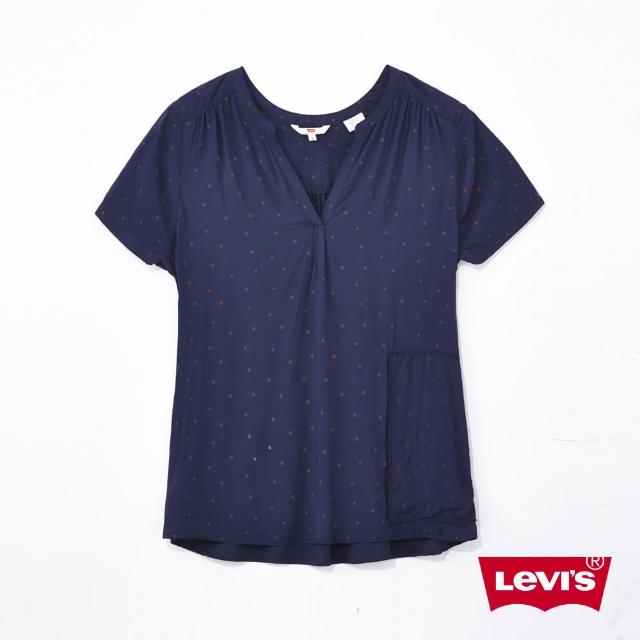 【Levis】女款藍底粉點V領短袖T恤售完不補