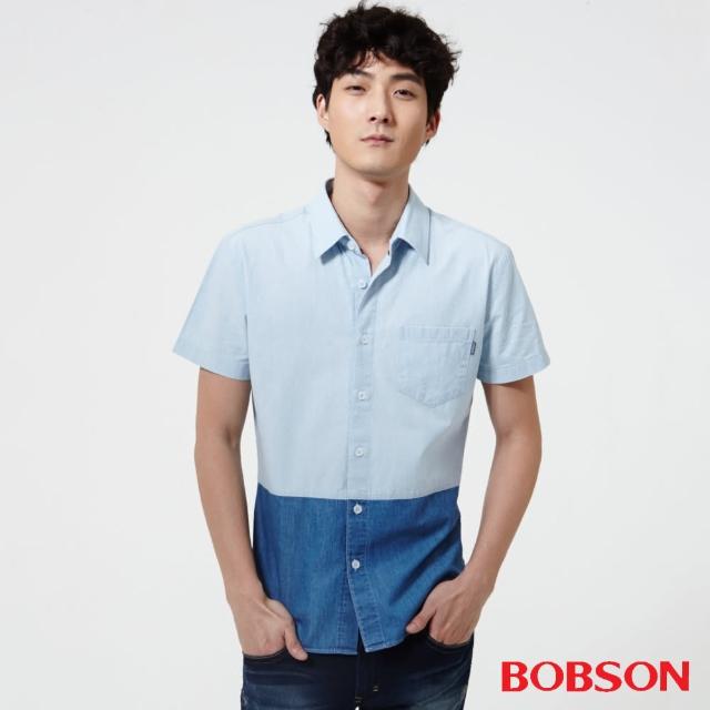 【BOBSON】男款雙配色襯衫(藍25043-58)福利品出清