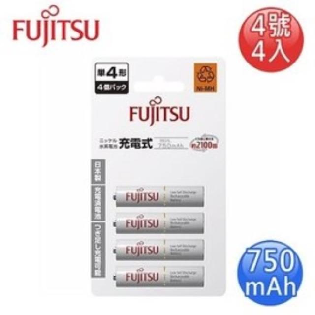 【FUJITSU富士通】低自放750mAh充電電池組(4號4入)