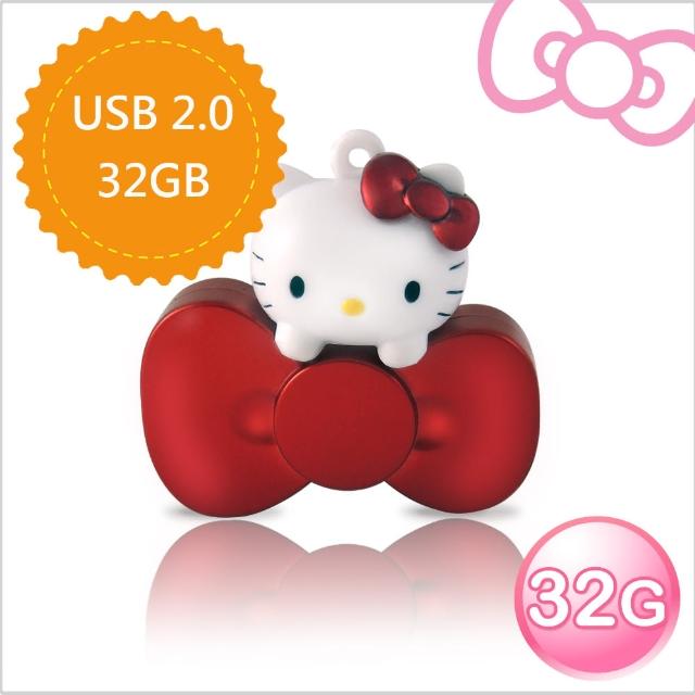 【Hello Kitty】32GB 蝴蝶結系列造型隨身碟(璀璨紅 WH-KT220R-速達)