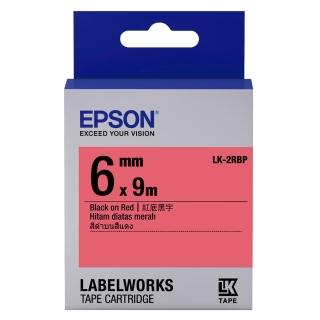 【EPSON】標籤帶 紅底黑字/6mm(LK-2RBP)