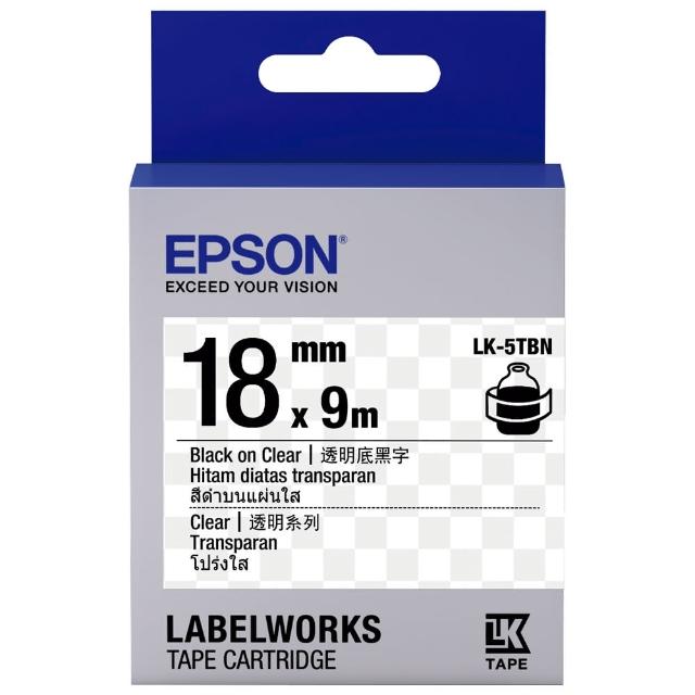 【EPSON】標籤機色帶 透明底黑字/18mm(LK-5TBN)哪裡買便宜?