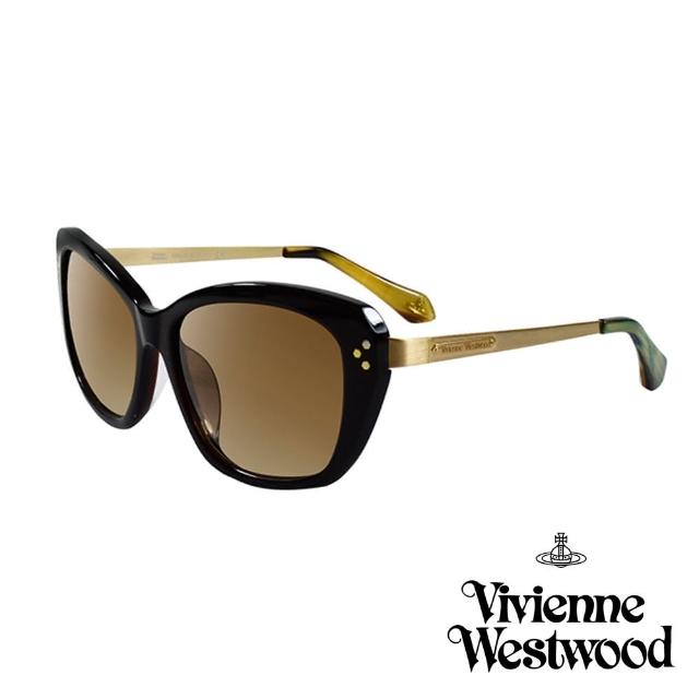 【Vivienne Westwood 英國 太陽眼鏡】經典LOGO金邊太陽眼鏡(VW88302_金綠)福利品出清
