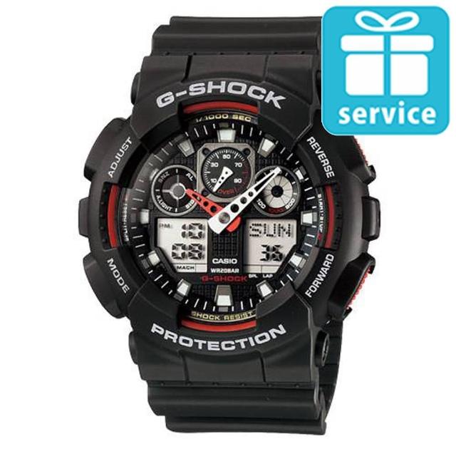 如何購買【CASIO】G-SHOCK 3D立體重型機械防滑紋路雙顯錶(GA-100-1A4)