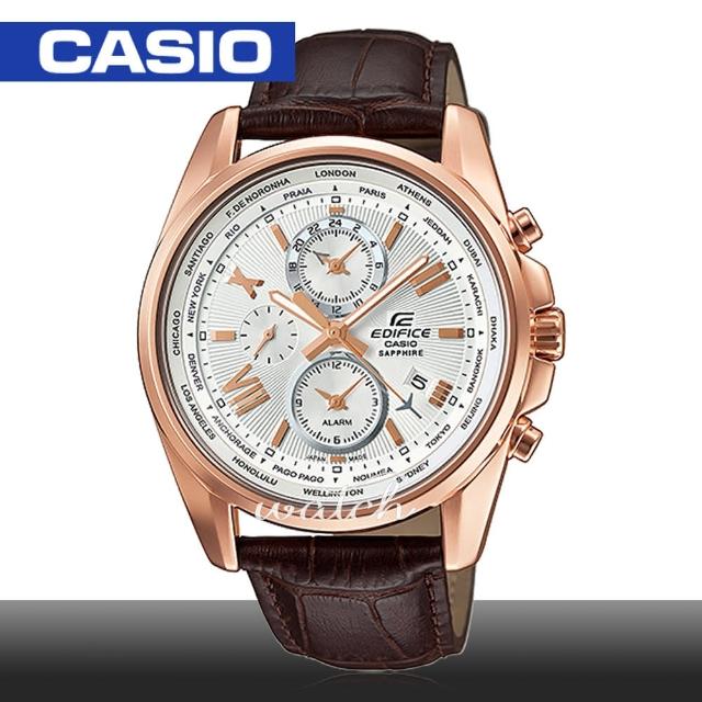 【CASIO 卡西歐 EDIFICE 系列】超人氣款_皮革三眼紳士男錶(EFB-301JL)限量搶購