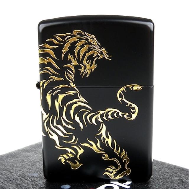 【ZIPPO】日系-Tiger-民族風虎圖騰-兩面連續加工打火機(黑金款)最新優惠