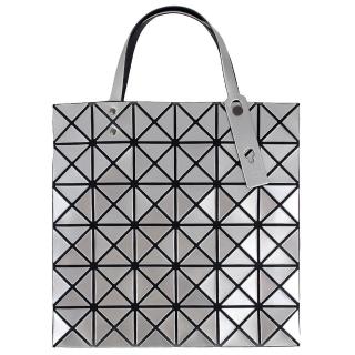 【ISSEY MIYAKE 三宅一生】BAOBAO亮面方格6x6透光手提包(銀色/小)