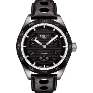 【TISSOT】PRS516 系列小秒針機械腕錶-黑/42mm(T1004281605100)