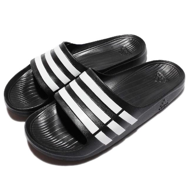 【adidas】拖鞋 愛迪達 Duramo Slide 防水 運動休閒 情侶鞋 黑白 男鞋女鞋(G15890)破盤出清