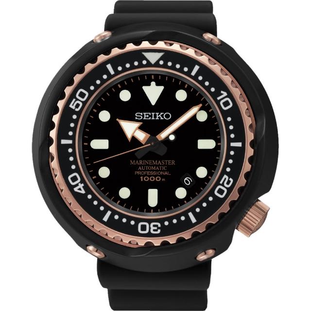 【SEIKO】精工 PROSPEX 鈦 海洋大師1000米潛水腕錶-黑x玫瑰金(8L35-00H0K SBDX014G)福利品出清