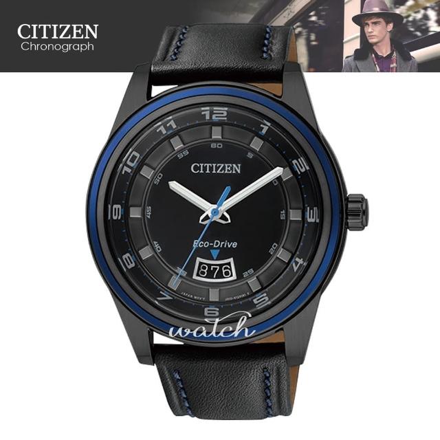 【CITIZEN 日系星辰】經典紳士 全黑時尚 光動能皮革男錶(AW1275-01E)優惠