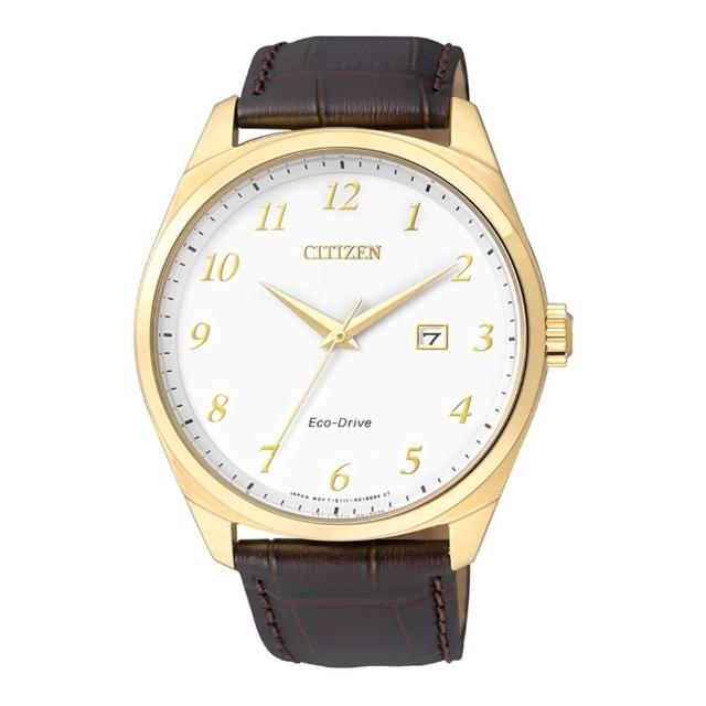 【CITIZEN】時尚風格光動能腕錶(金x皮帶/BM7322-06A)超值商品