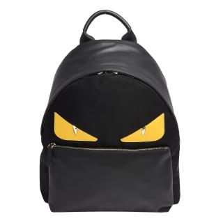 【FENDI】經典MONSTER怪獸造型小牛皮尼龍後背包(黑7VZ012-8FC-F0R2A)