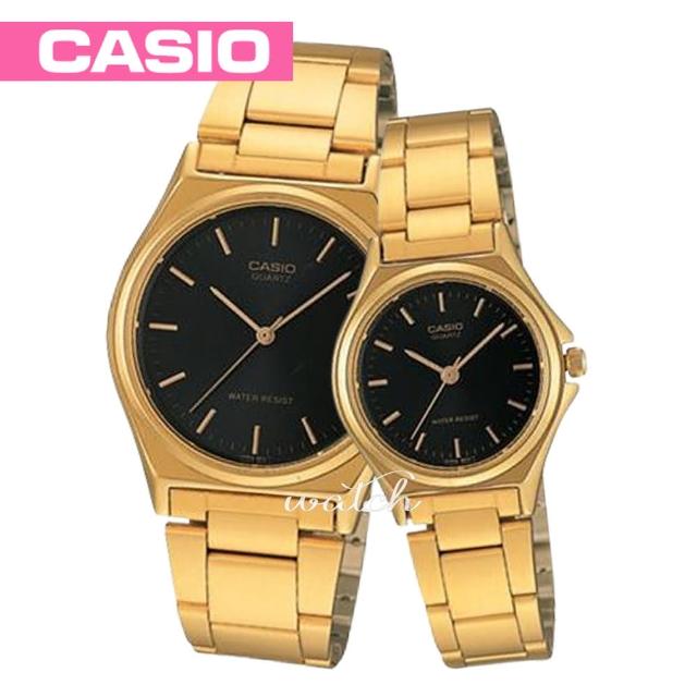 【CASIO 卡西歐 對錶系列】情侶款-燦金錶帶 丁字面指針對錶(MTP-1130N+LTP-1130N)秒殺搶購