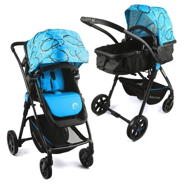【BabyBabe】超輕量歐式高景觀嬰幼兒手推車(圈圈藍)