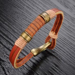 【米蘭精品】皮革手環鈦鋼手鍊男飾品(搖滾流行百搭設計情人節生日禮物73cq25)