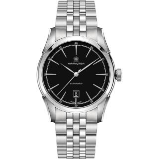 【Hamilton】漢米爾頓 CLASSIC 紳士大三針機械腕錶-黑x銀/24mm(H42415031)