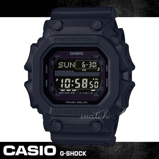 【CASIO 卡西歐 G-SHOCK 系列】黑色霸氣太陽能大鏡面_5.5x5.3_防震耐泥_男錶_當兵首選(GX-56BB)