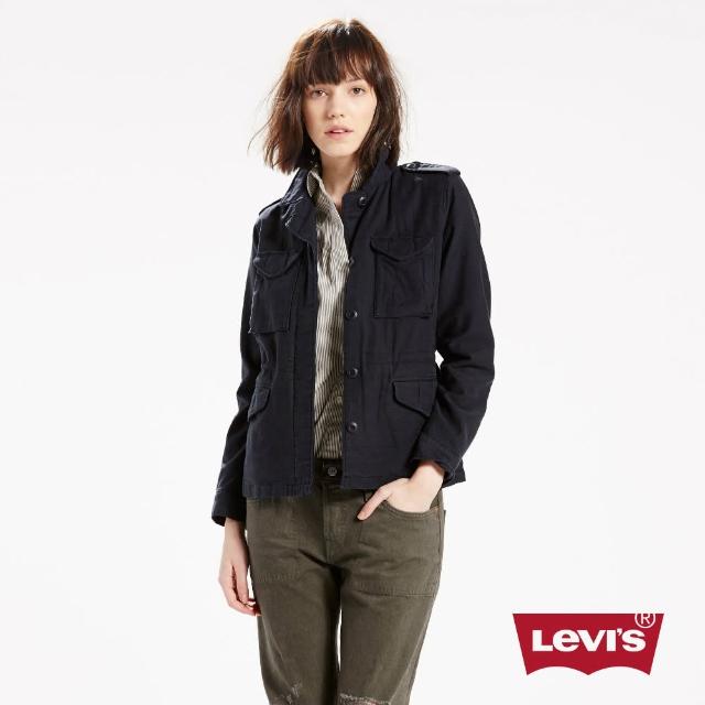 【Levis】女款純棉抽繩腰身夾克外套-低調黑新品上市