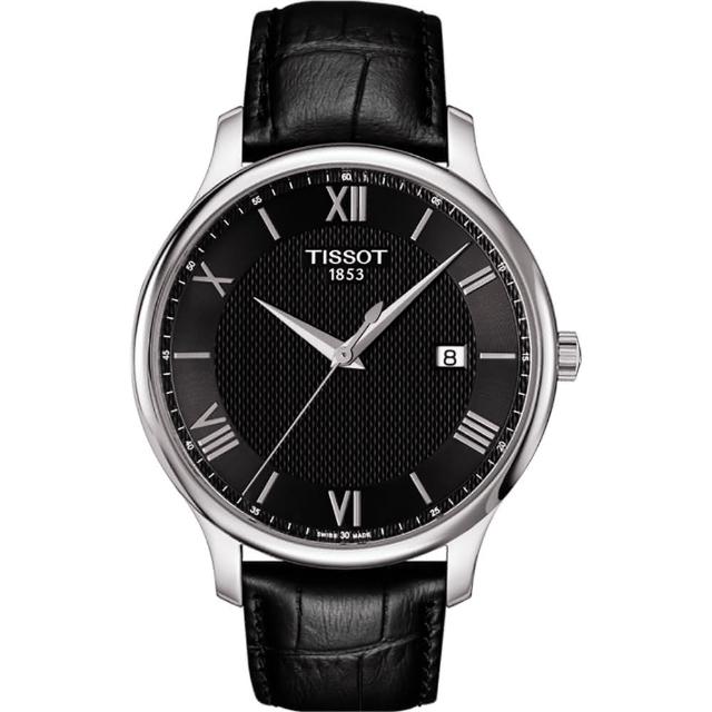 【TISSOT】Tradition 羅馬經典大三針石英腕錶-黑/42mm(T0636101605800)