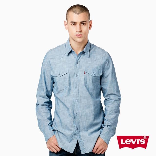 【Levis】男款 長袖牛仔襯衫 / 質感藍 / Wellthread 環境友善系列