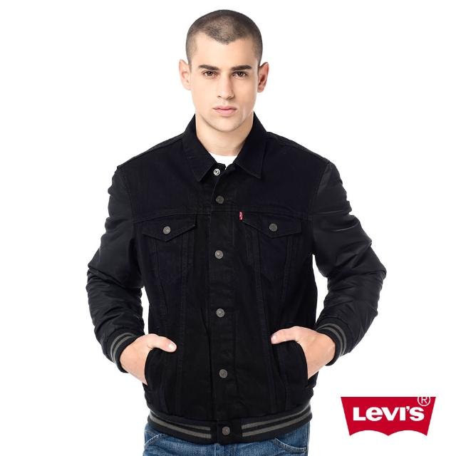 【Levis】男款丹寧牛仔夾克外套 Thermo內裡 拼接 黑色