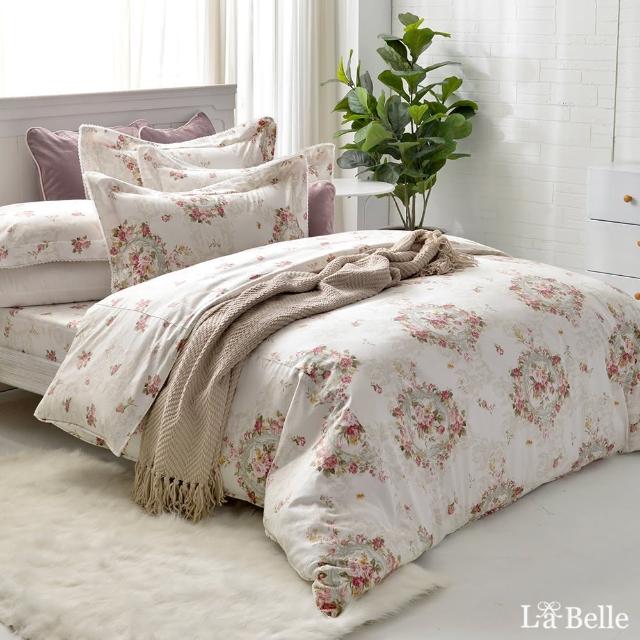 【義大利La Belle】《瑰麗花園》雙人四件式防蹣抗菌舖棉兩用被床包組