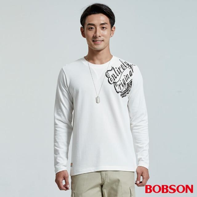 【BOBSON】男款彈性印圖上衣(白35044-80)物超所值