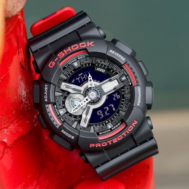 【G-SHOCK】絕對強悍時尚潮流運動錶-黑紅(GA-110HR-1ADR)推薦文