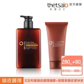 【thetsaio機植之丘】升級版-頭皮保養保濕組(快樂鼠尾草潔淨液+頭皮去角質)