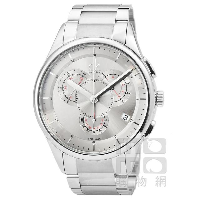 【CalvinKlein】Basic Chrono 三眼計時鋼帶錶-銀面(K2A27193)排行推薦