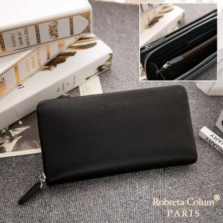 【Roberta Colum】經典品味鹿紋牛皮雙拉鍊手拿包-共3色