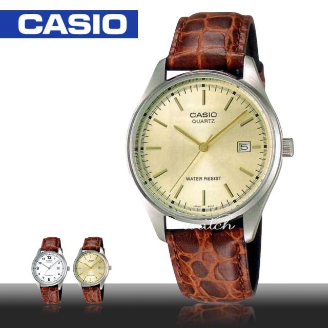 【CASIO 卡西歐】簡約時尚_防水_皮革錶帶_礦物玻璃_日期顯示_指針男錶(MTP-1175E)強檔特價