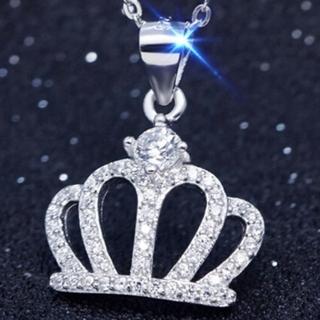 【米蘭精品】鑲鑽項鍊銀飾品(皇冠造型小巧精緻優雅流行母親節生日情人節禮物73y38)