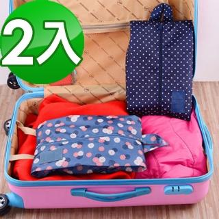 【JIDA】印花款防潑水鞋袋/旅行收納袋(2入組)