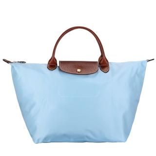 【LONGCHAMP】Le Pliage經典短提把中型尼龍水餃包(薄霧藍)