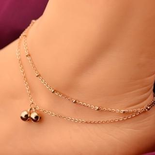 【米蘭精品】玫瑰金腳鍊流行飾品(精美雙層簡約鈴鐺母親節生日情人節禮物71ak22)