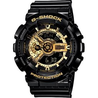 【CASIO】卡西歐 G-SHOCK 黑金重機雙顯錶(GA-110GB-1A)