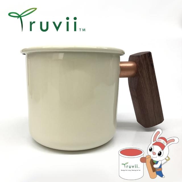 【Truvii】月光白紫心木柄琺瑯杯 400ml