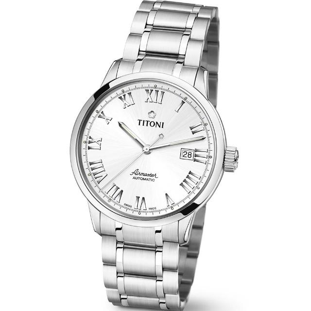 【TITONI 瑞士梅花錶】Airmaster 空中霸王系列-銀白色錶盤不鏽鋼錶帶/40mm(83733 S-561)